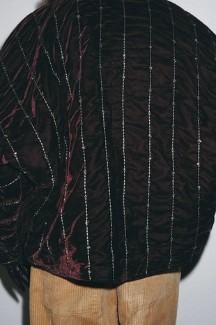 Стеганое бархатное кимоно с бусинами- Заказать в России