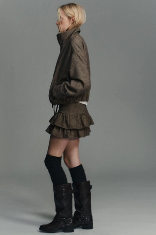 Куртка в елочку из смесовой шерсти- Заказать в России