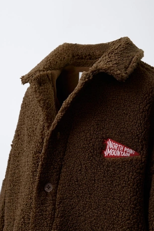 Куртка-рубашка из искусственной овчины с вышивкой- Заказать в России