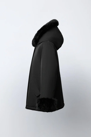 Парка с капюшоном и искусственным мехом- Заказать в России