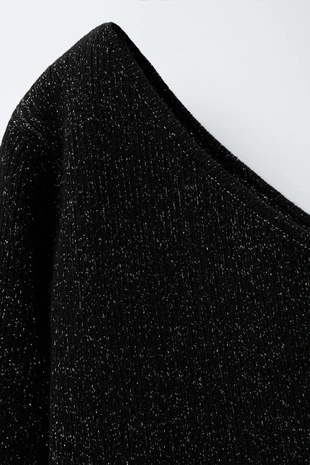 Black | 0339/713/800 - Zara Асимметричный свитер с блестящими деталями