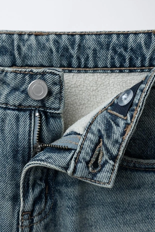 Blue | 4745/700/407 - Zara Джинсы WIDE LEG с флисовой подкладкой