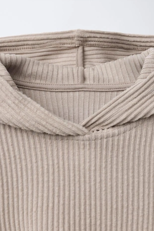 camel | 3183/709/707 - Zara Худи в рубчик из мягкой ткани