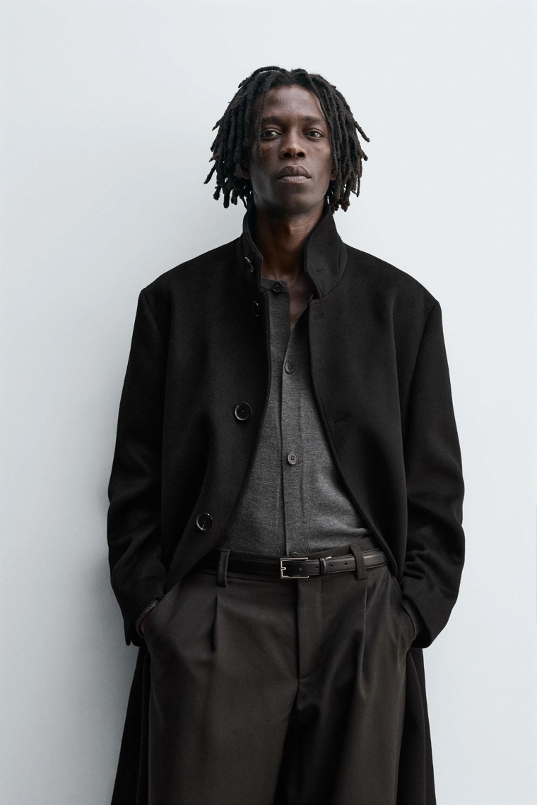 Пальто из шерсти с текстурой