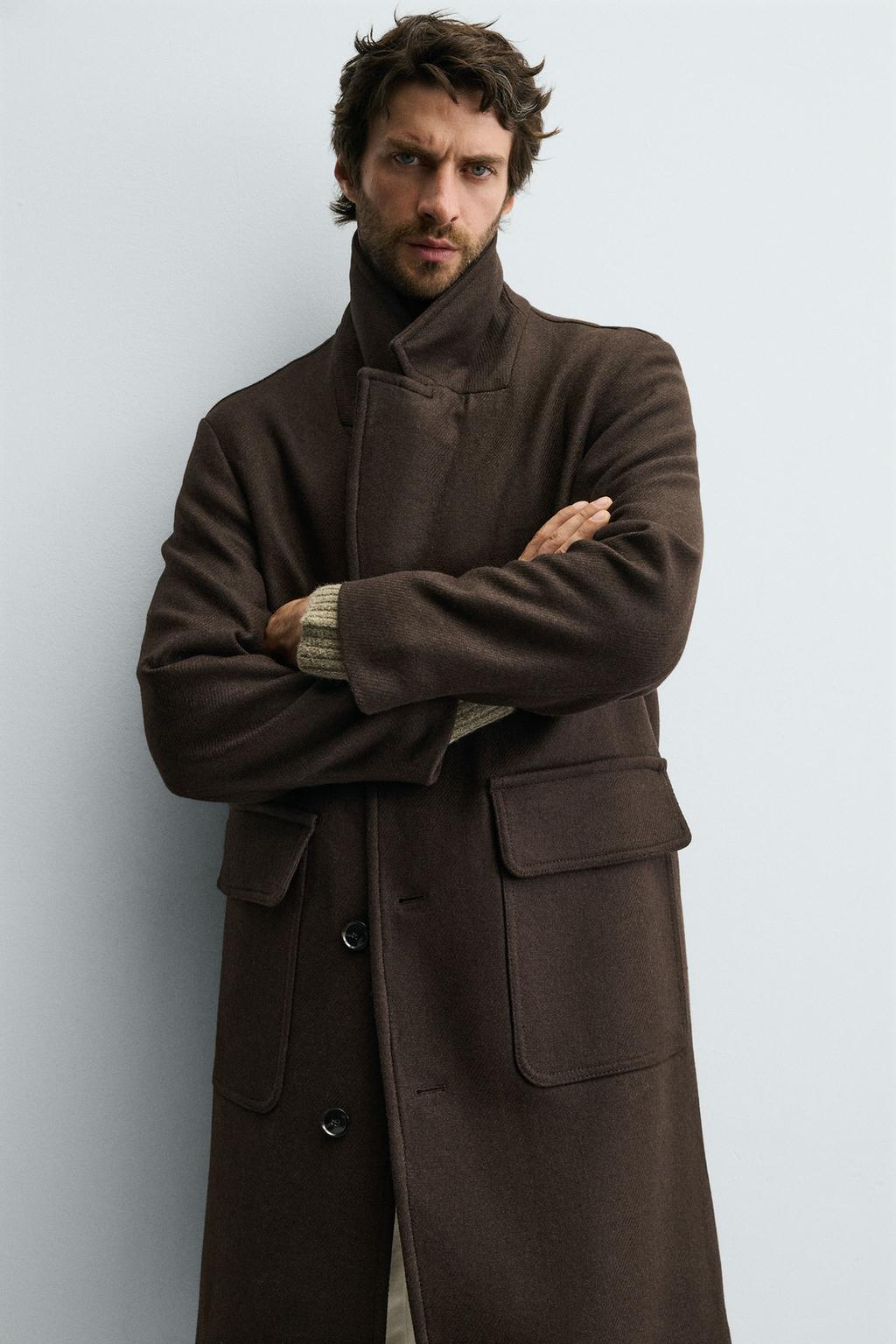 ПАЛЬТО RELAXED FIT ИЗ СМЕСОВОЙ ШЕРСТИ