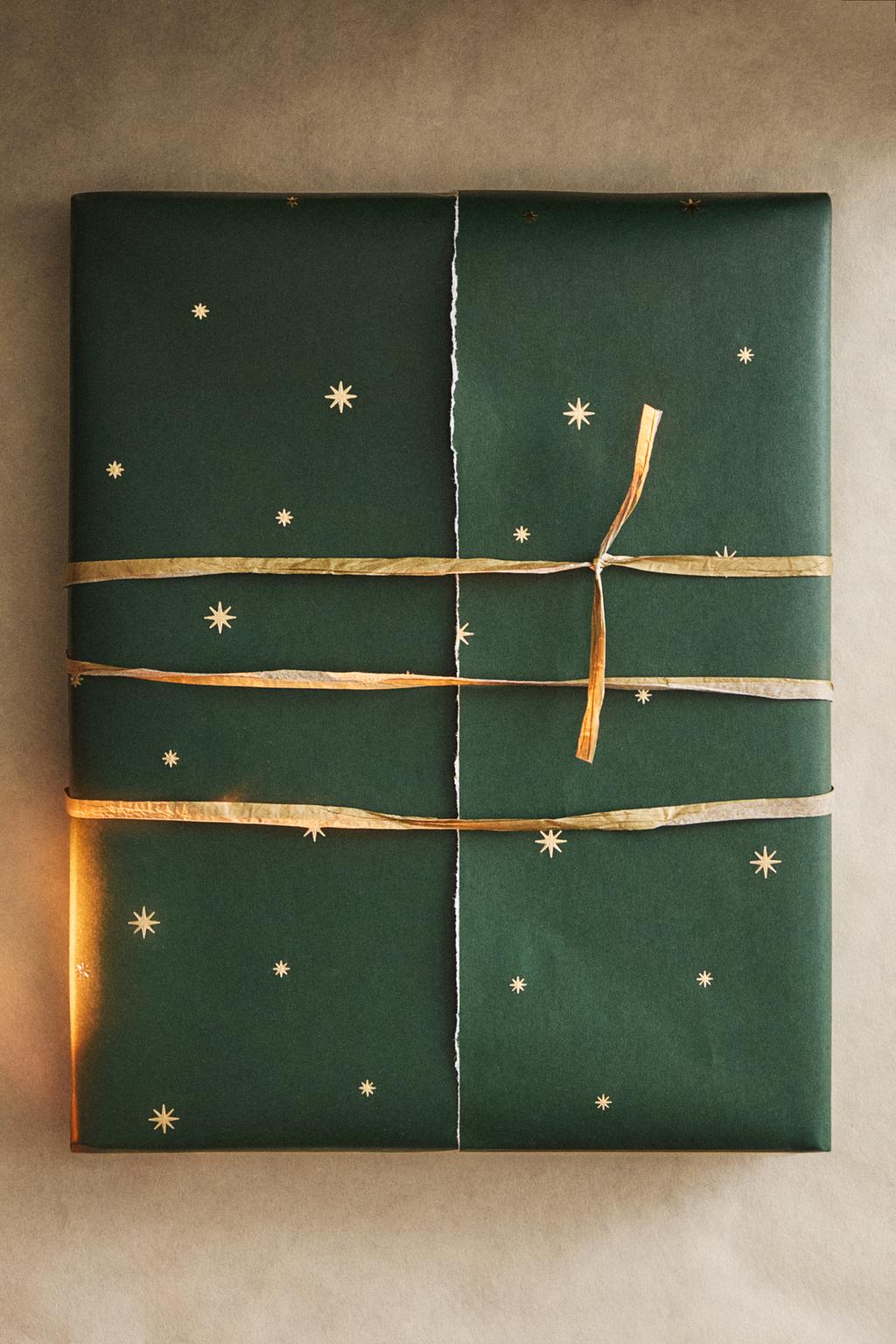 Бумага для упаковки подарков рождественская звезда