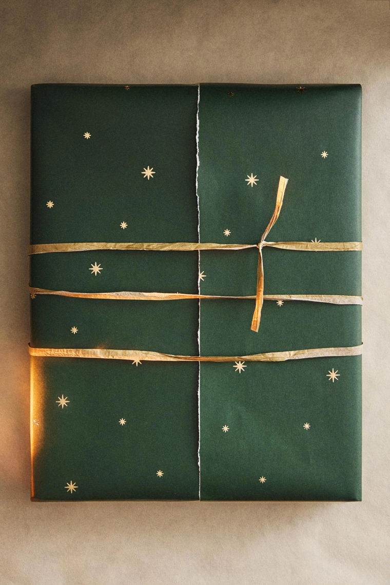 Набор в индивидуальной упаковке из звездной бумаги для упаковки и ленты с бантом