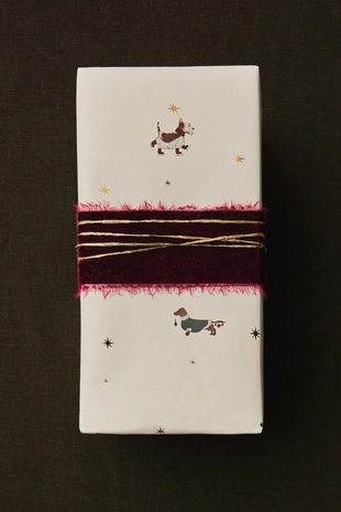 Бумага для упаковки подарков на рождество с дизайном таксы- Заказать в России