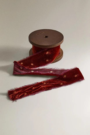 Бархатная вышитая лента для подарков на рождество- Заказать в России