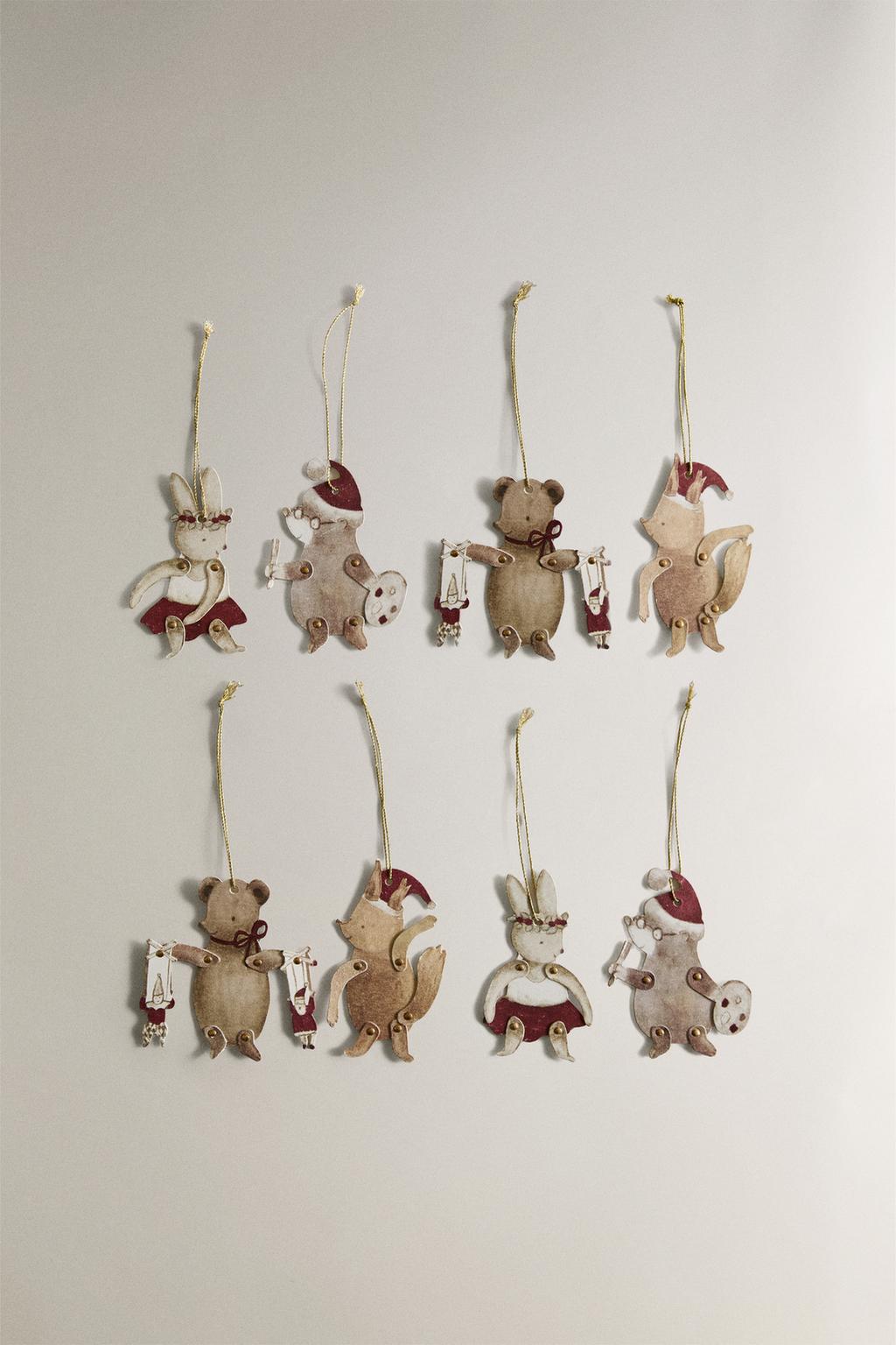 Набор бирок для подарков в форме рождественских животных (набор из 8 штук)