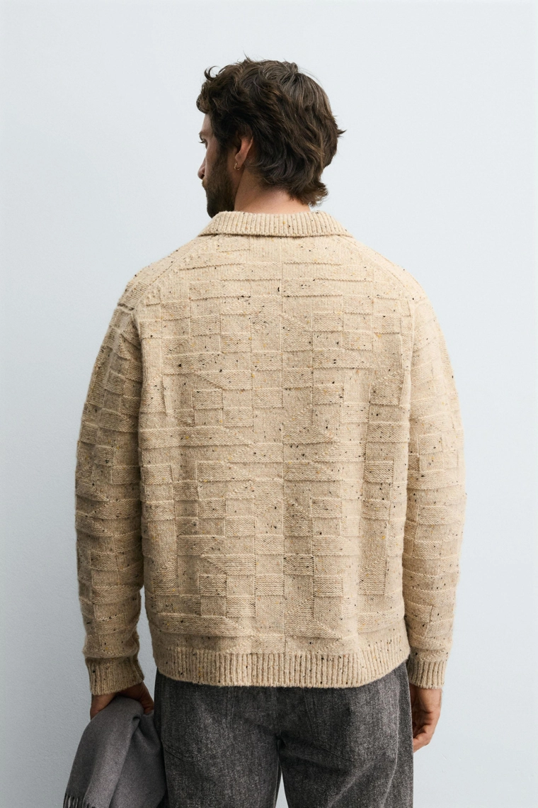 Поло из вязаной шерсти с пуговицами