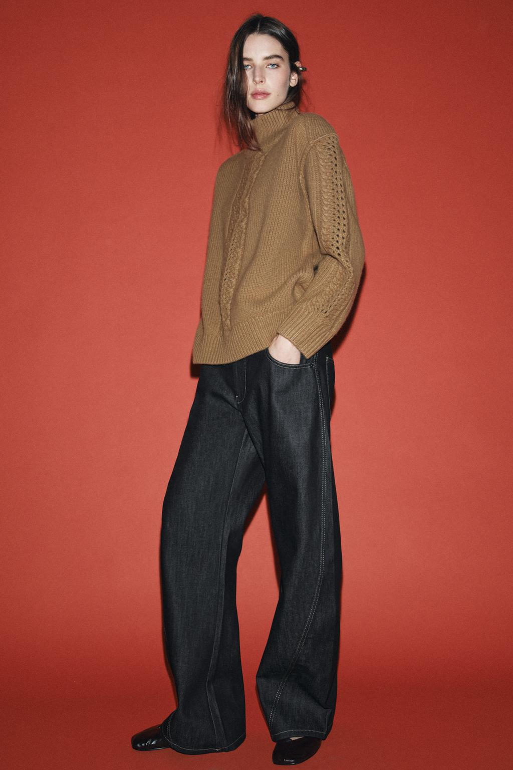 СВИТЕР ИЗ 100% ШЕРСТИ С УЗОРЧАТЫМ ПЛЕТЕНИЕМ