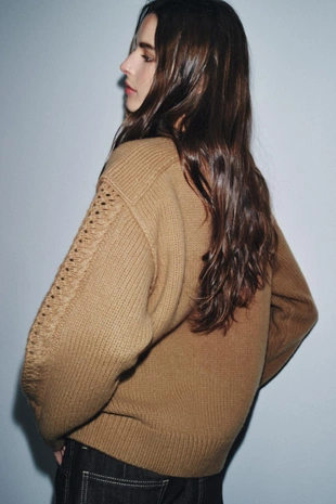 Свитер из 100% шерсти с узорчатым плетением- Заказать в России