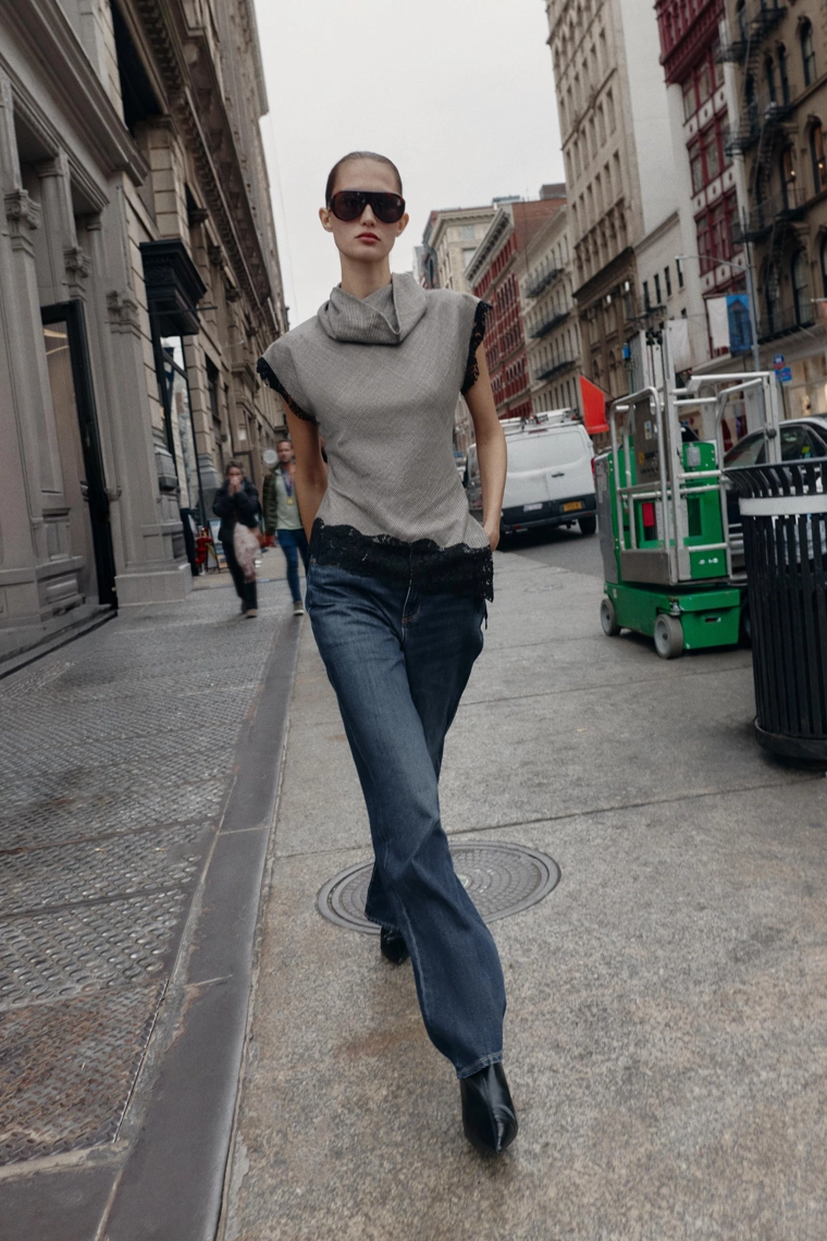 Топ с узором пепельница из кружева