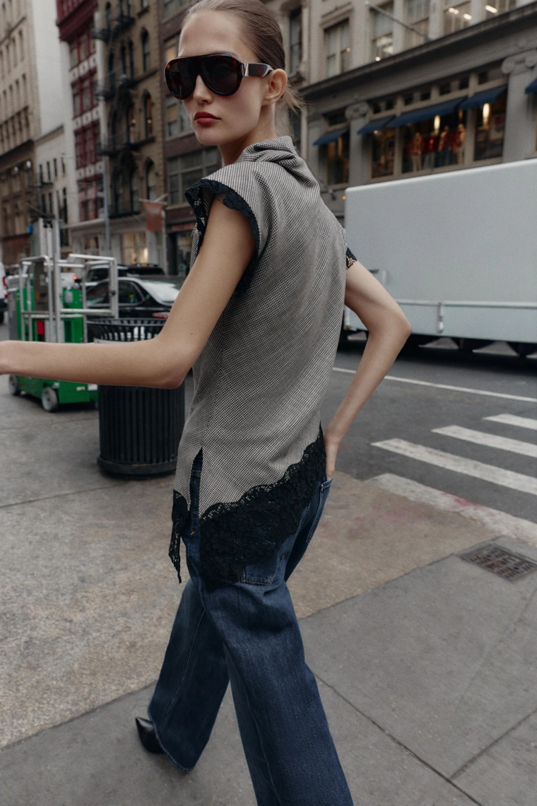 Топ с узором пепельница из кружева