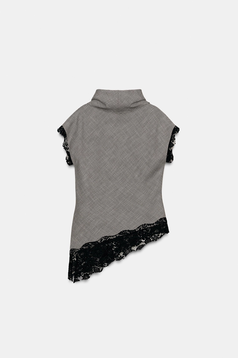 Топ с узором пепельница из кружева