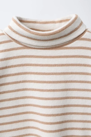 Brown Stripes | 1716/309/178 - Zara Топ с воротником-стойкой