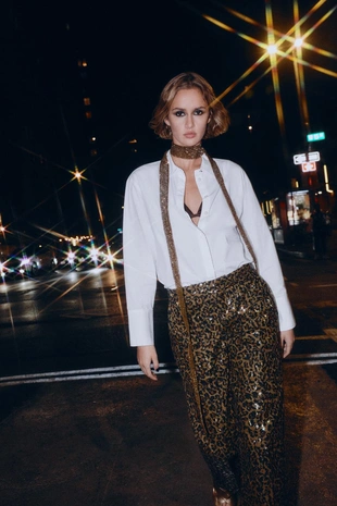 Рубашка из поплина с бусинами на планке- Заказать в России