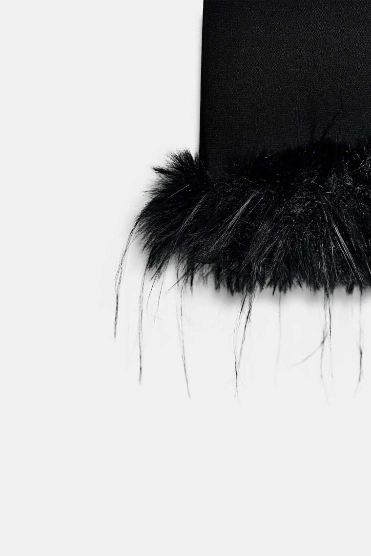 Брюки-клеш с отделкой из искусственного меха