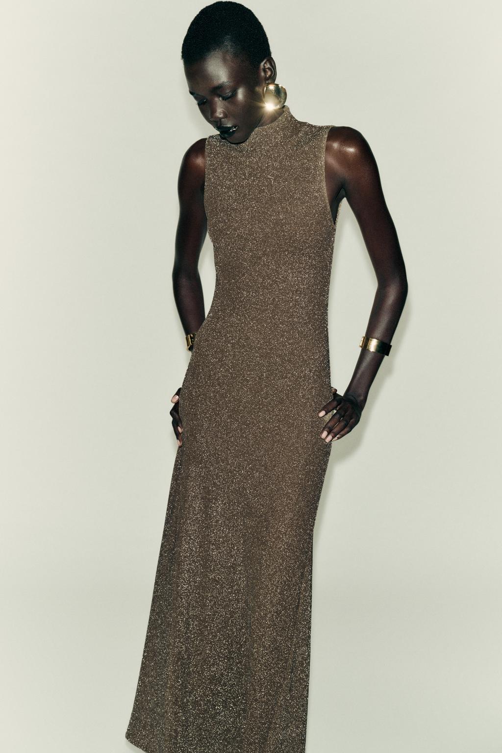 ПЛАТЬЕ БЕЗ РУКАВОВ С МЕТАЛЛИЗИРОВАННОЙ НИТЬЮ