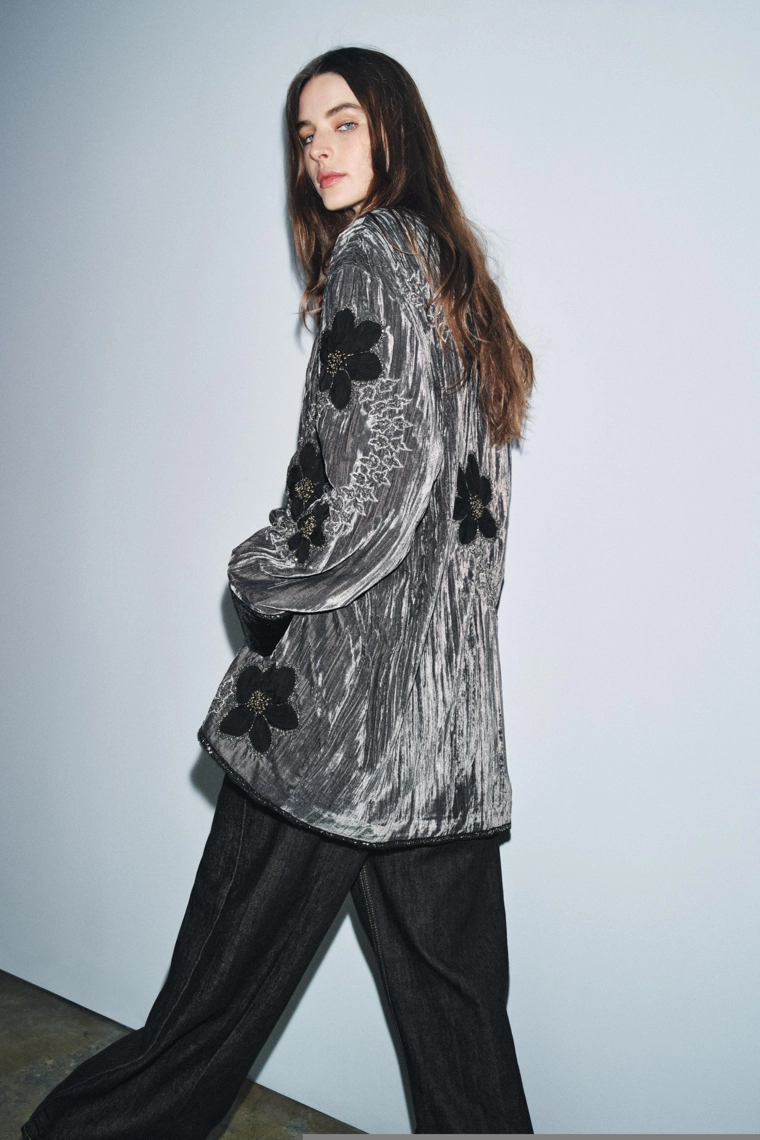 Zw collection limited edition вышитый кимоно из бархата