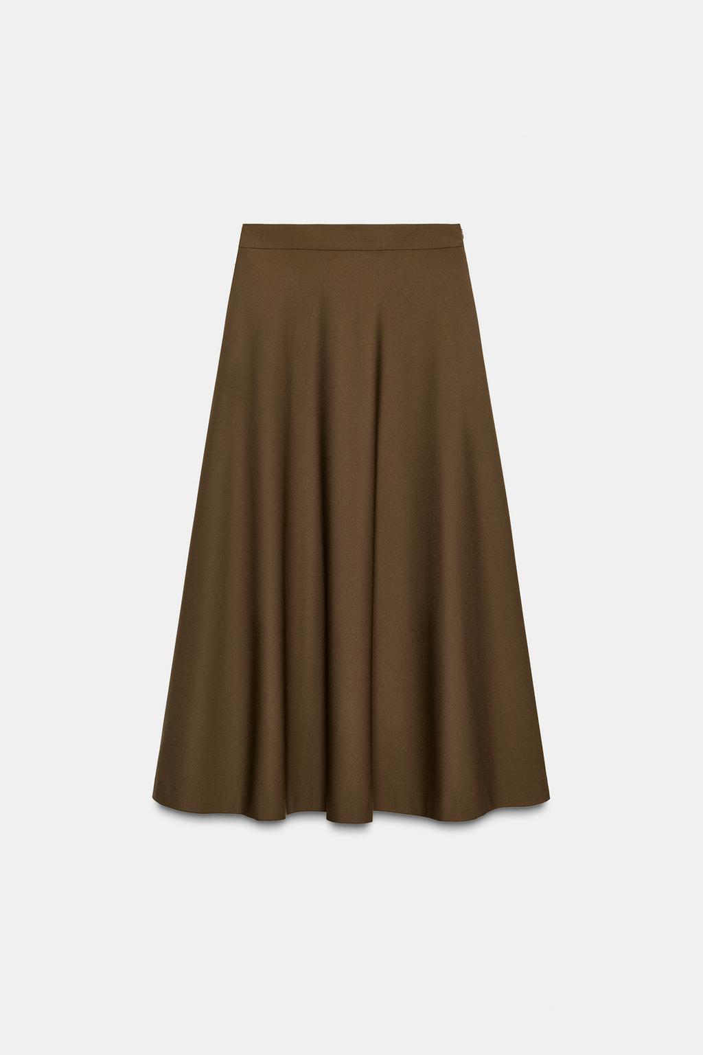 Zara Длинная юбка коллекция zara «zw» - Цвет темный хаки - dark