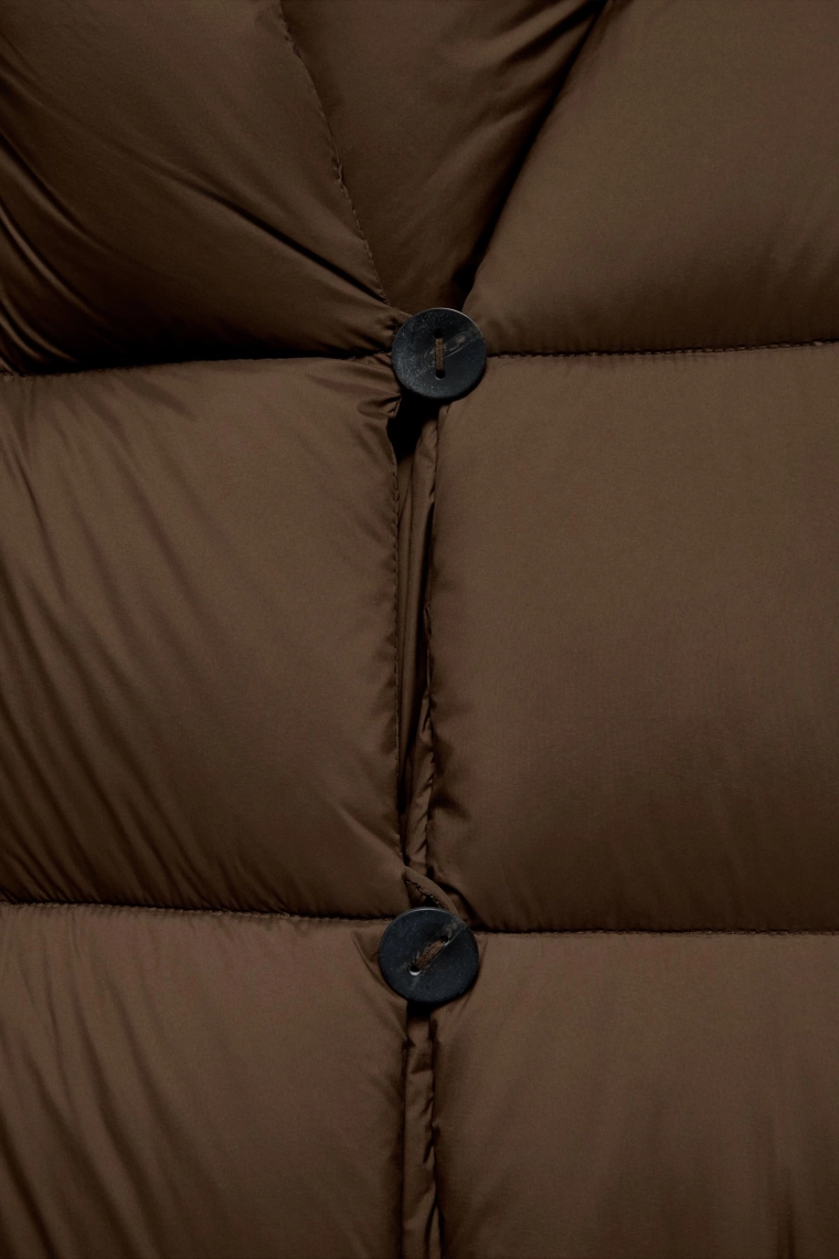 Пуховик zw collection длинный с поясом