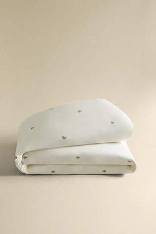 Покрывало из сатина с вышивкой рождественских елок- Заказать в России