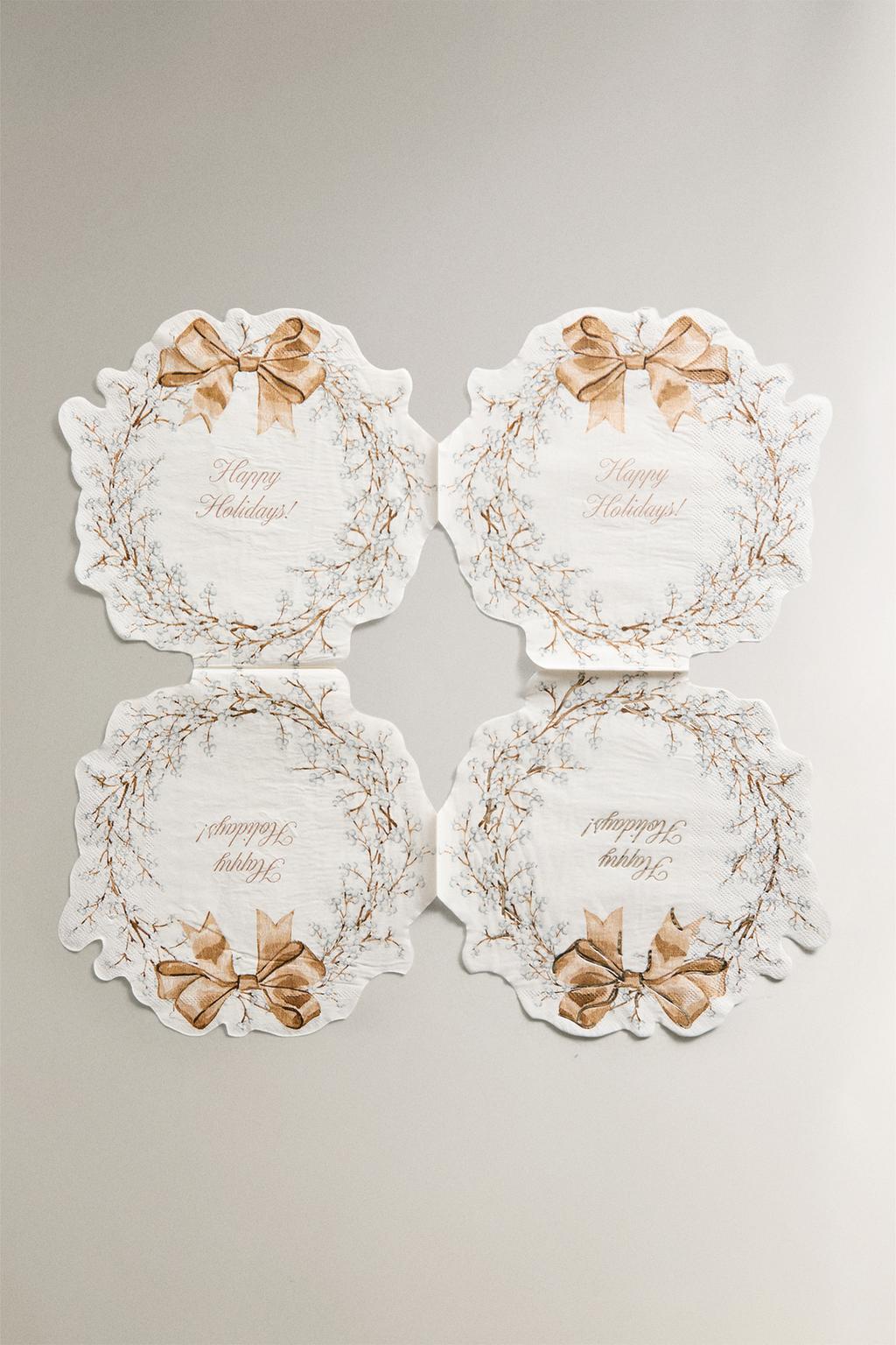 Набор бумажных салфеток с рождественским венком (набор из 20 штук)