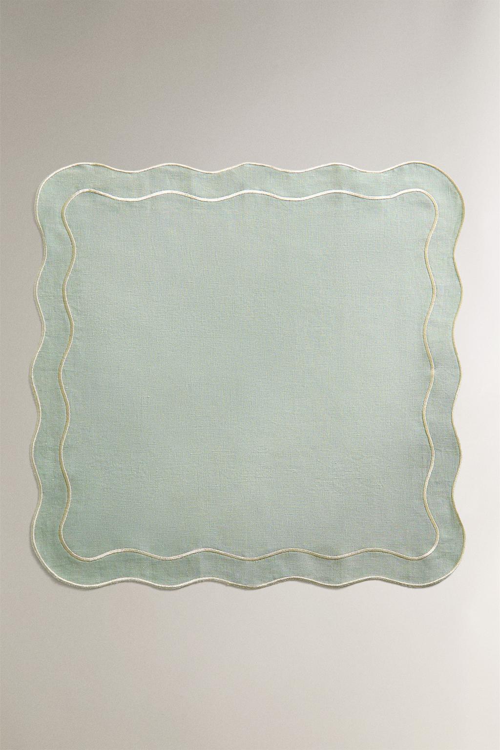 Набор льняных рождественских салфеток с деталями из нитей (набор из 2 штук)