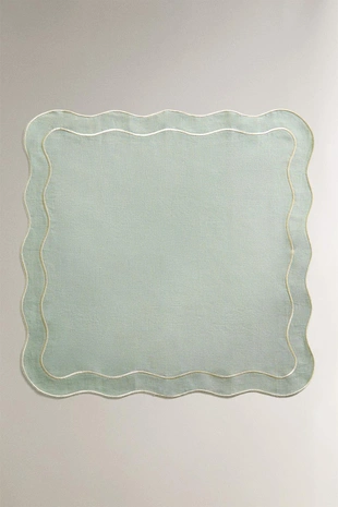 Набор льняных рождественских салфеток с деталями из нитей (набор из 2 штук)- Заказать в России