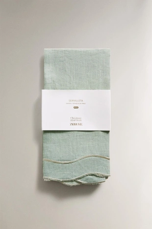 Набор льняных рождественских салфеток с деталями из нитей (набор из 2 штук)- Заказать в России