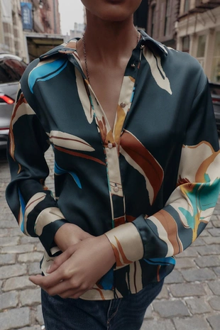 Рубашка струящегося кроя с принтом- Заказать в России