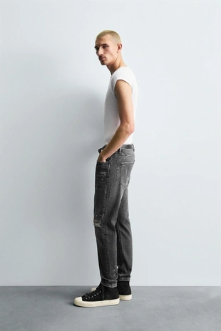 Джинсы SKINNY FIT с дырами- Заказать в России