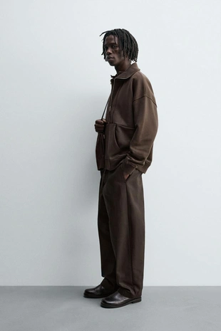 Толстовка с воротником на молнии в рубчик- Заказать в России