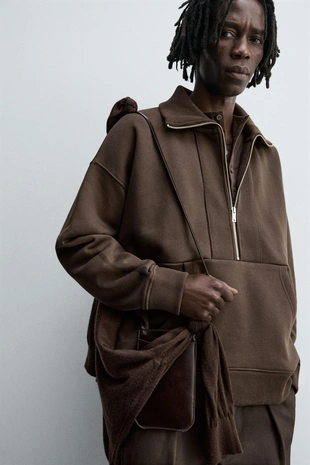 Толстовка с воротником на молнии в рубчик- Заказать в России