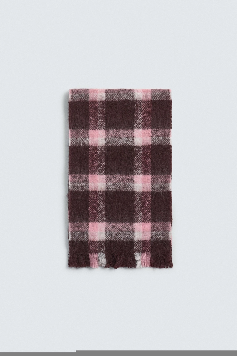 Шарф в клетку с начесом
