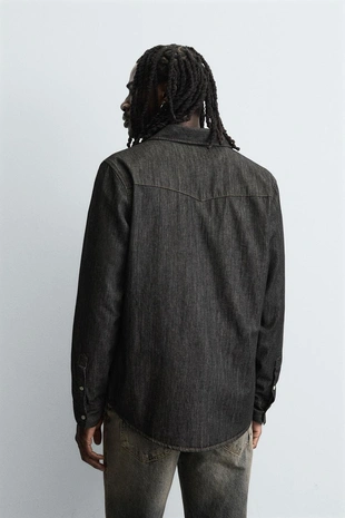 Джинсовая рубашка в ковбойском стиле- Заказать в России