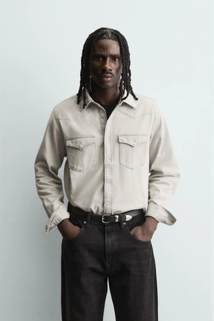 Джинсовая рубашка в ковбойском стиле