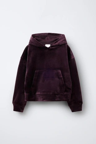 Костюм с худи и широкими брюками из велюра