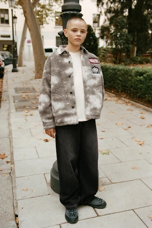 Купить Zara Куртка-рубашка из искусственной овчины с заплатками в стиле тай-дай