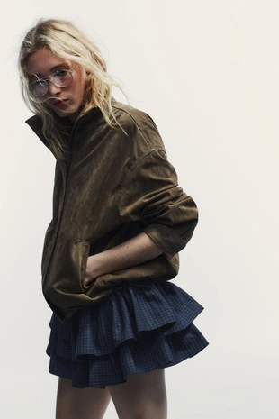 Объемная куртка из 100% замши- Заказать в России