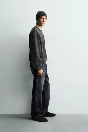 Толстовка с эффектом потертости и надписью- Заказать в России