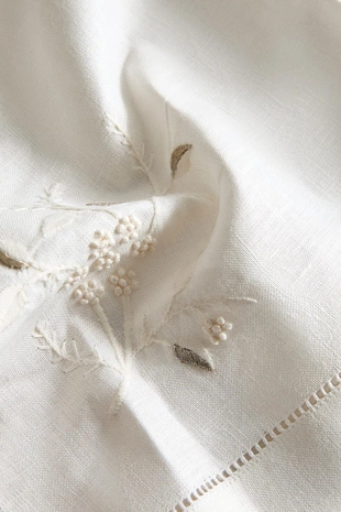 Набор льняных рождественских салфеток с цветочной вышивкой (набор из 2)- Заказать в России