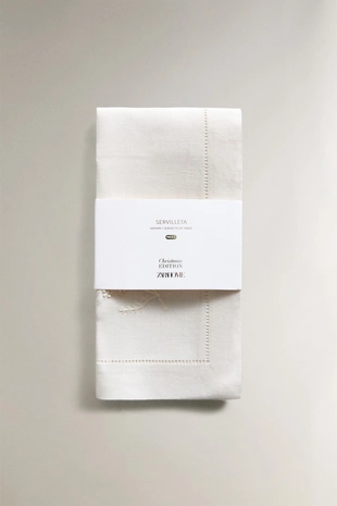 Набор льняных рождественских салфеток с цветочной вышивкой (набор из 2)- Заказать в России