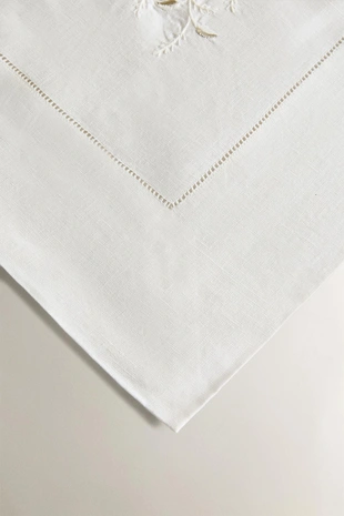 Льняная рождественская скатерть с цветочной вышивкой- Заказать в России