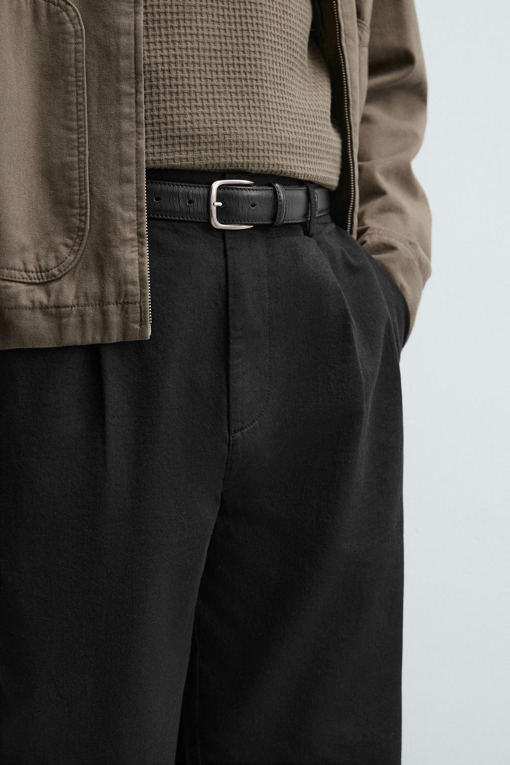 Брюки свободного кроя из хлопка и льна