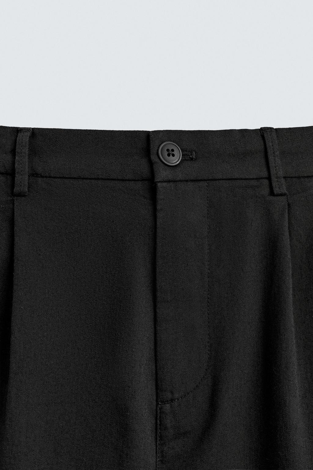 Брюки свободного кроя из хлопка и льна