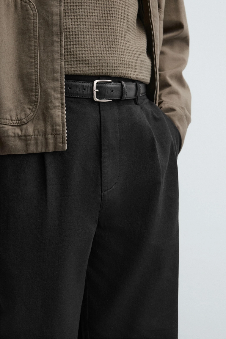 Брюки из хлопка и льна свободного кроя