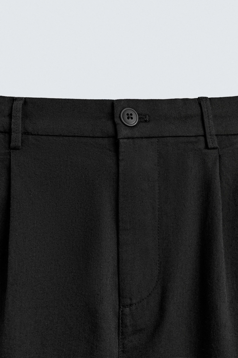 Брюки из хлопка и льна свободного кроя